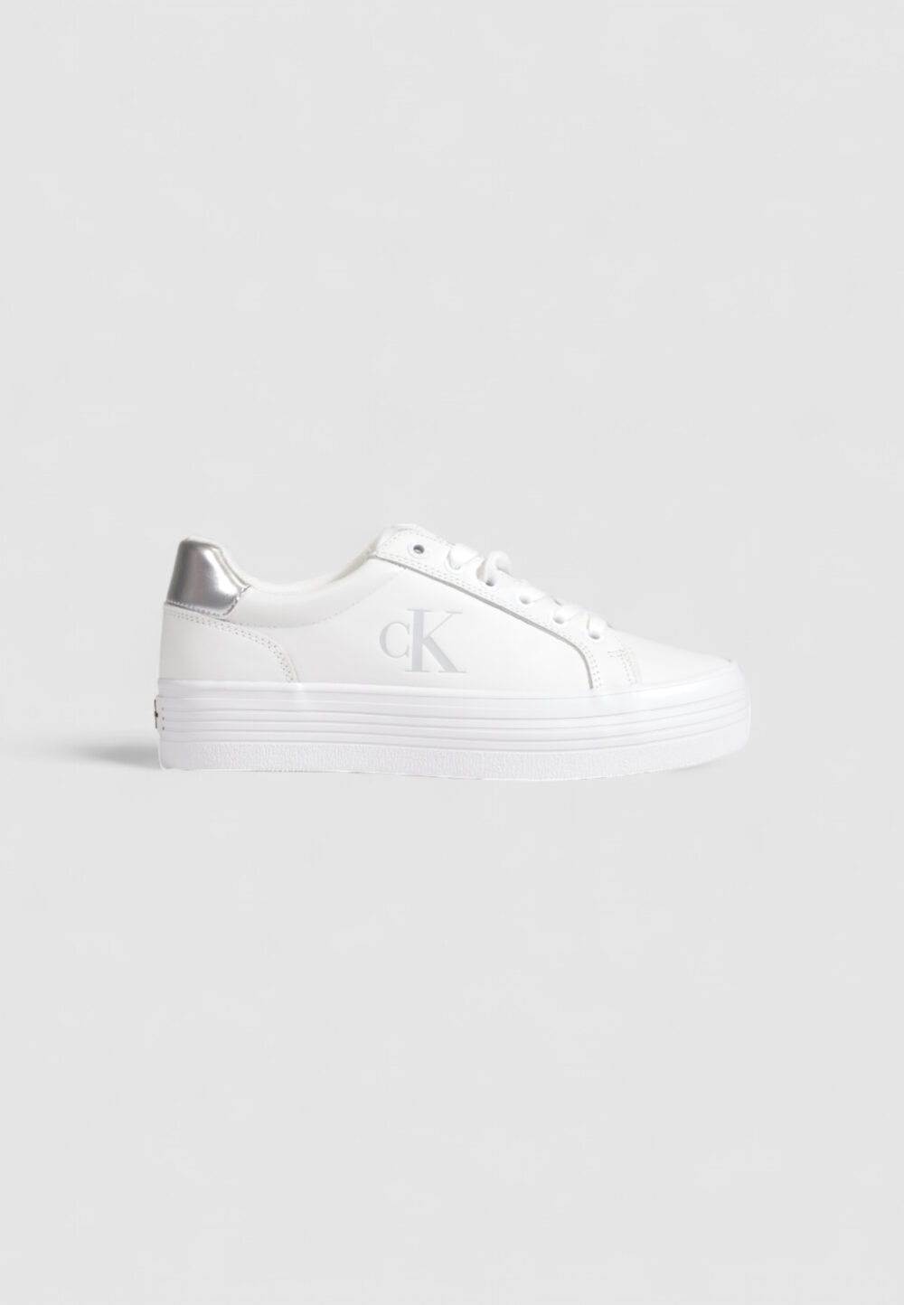 Sneakers Calvin Klein Jeans bold vulc flatf lace Argento - Foto 1