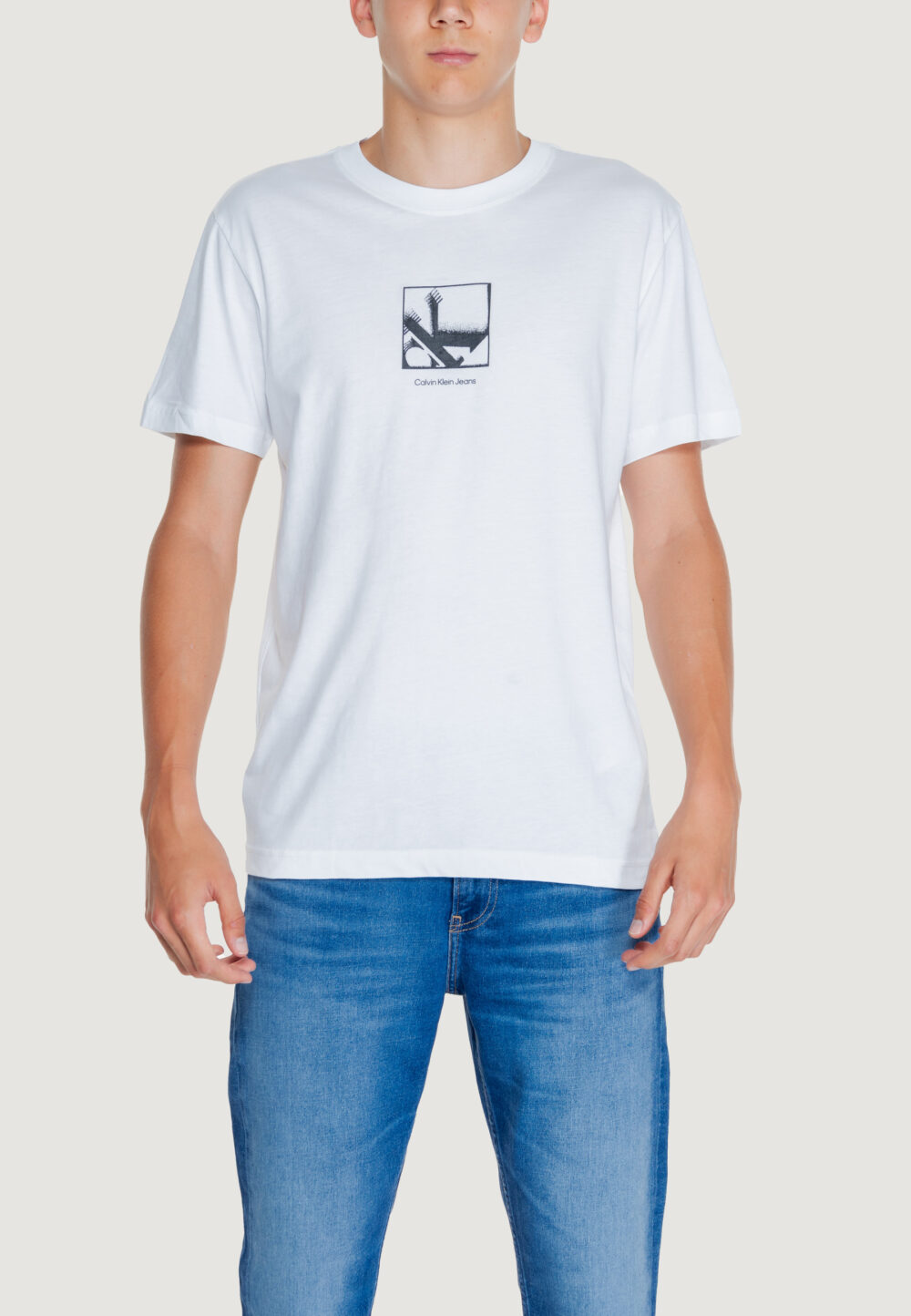 T-shirt Calvin Klein Jeans grid box tee Bianco - Foto 1