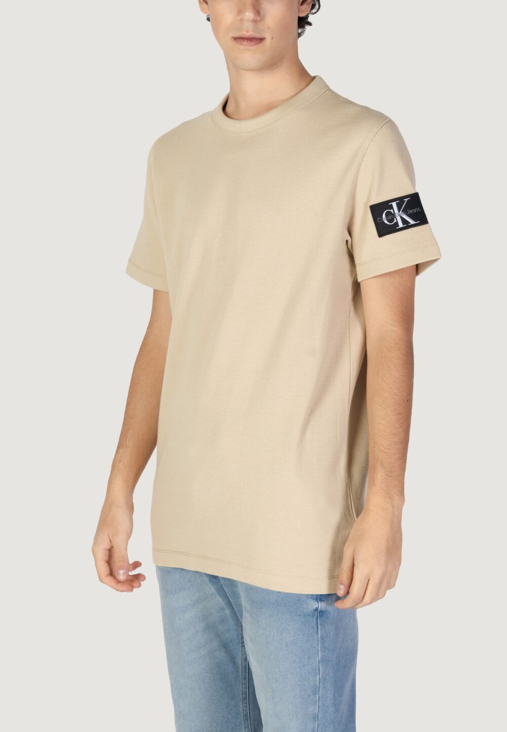 T-shirt Calvin Klein Jeans badge waffle tee Beige - Foto 2