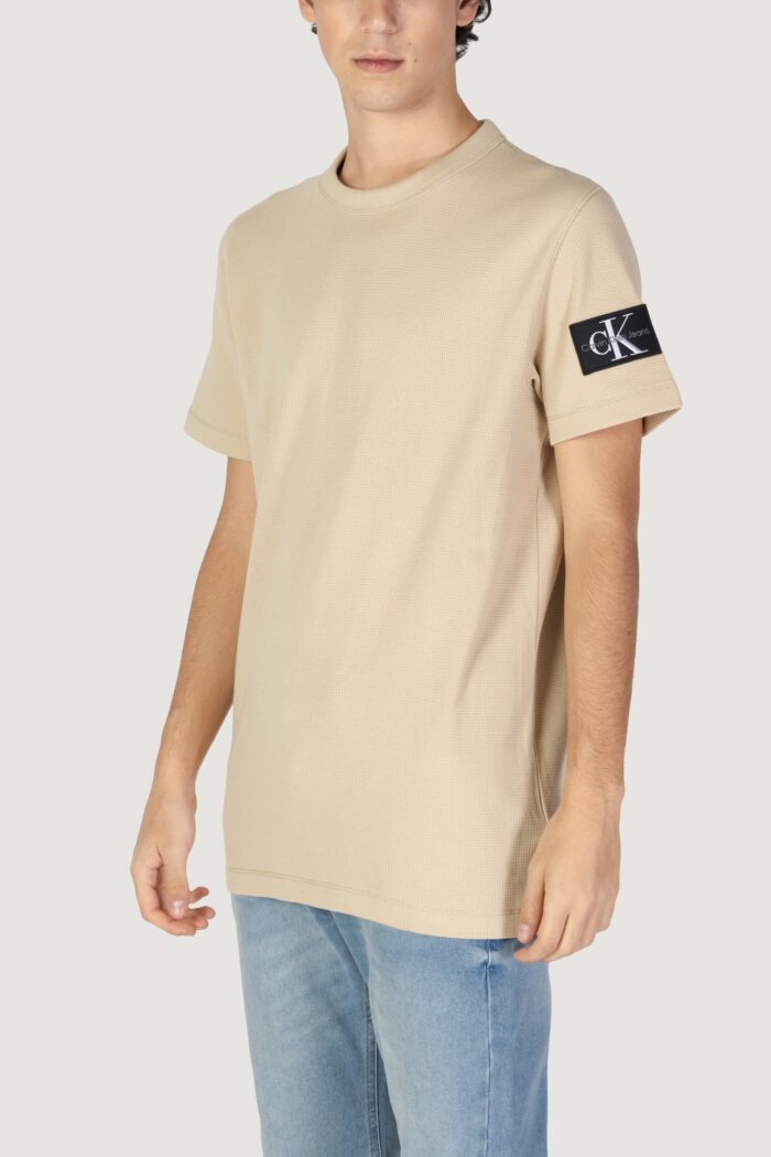 T-shirt Calvin Klein Jeans badge waffle tee Beige