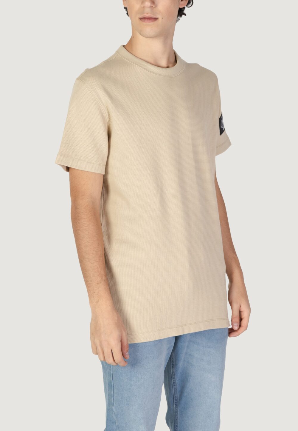 T-shirt Calvin Klein Jeans badge waffle tee Beige - Foto 4