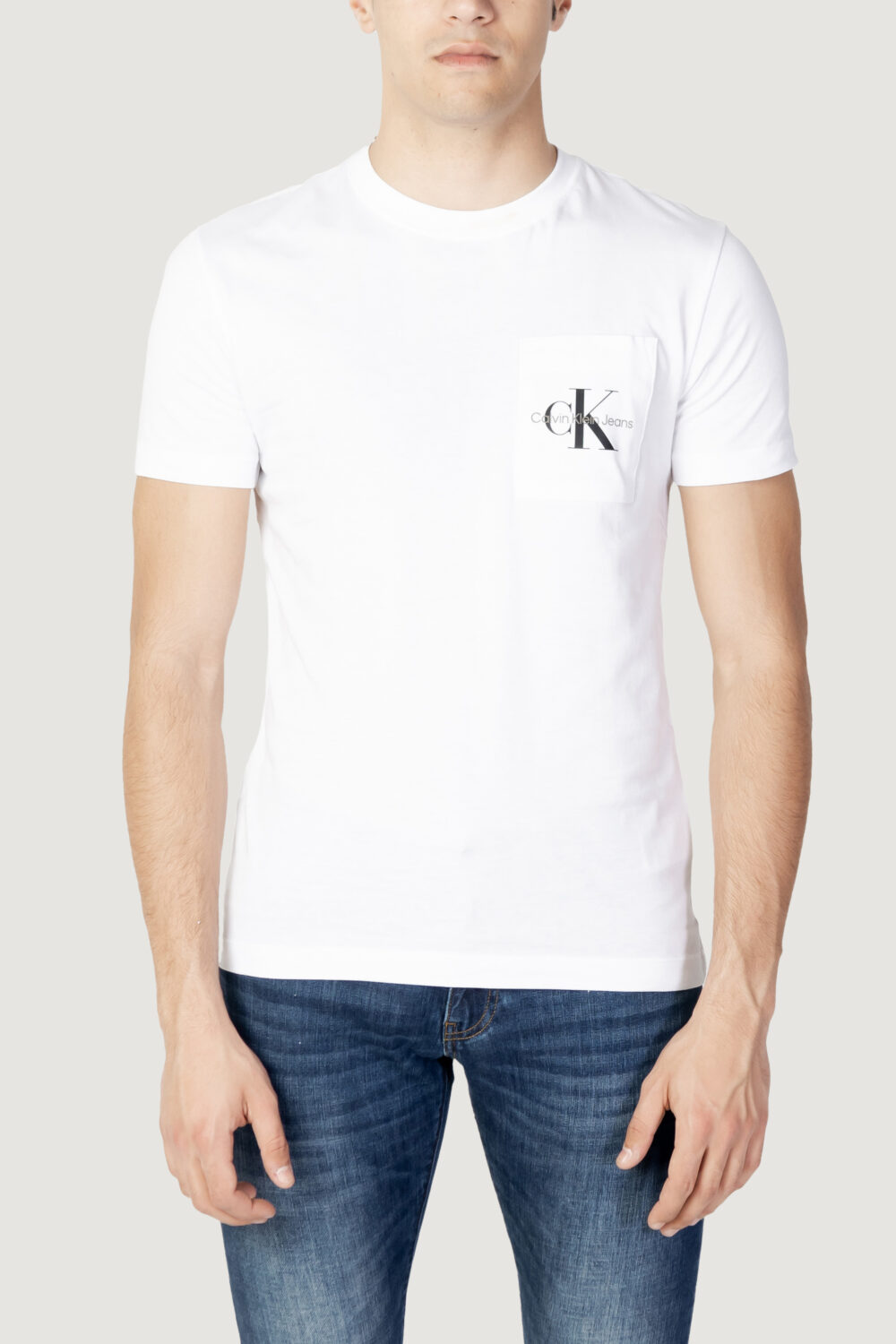 T-shirt Calvin Klein Jeans core monologo pocket slim tee Bianco - Foto 1