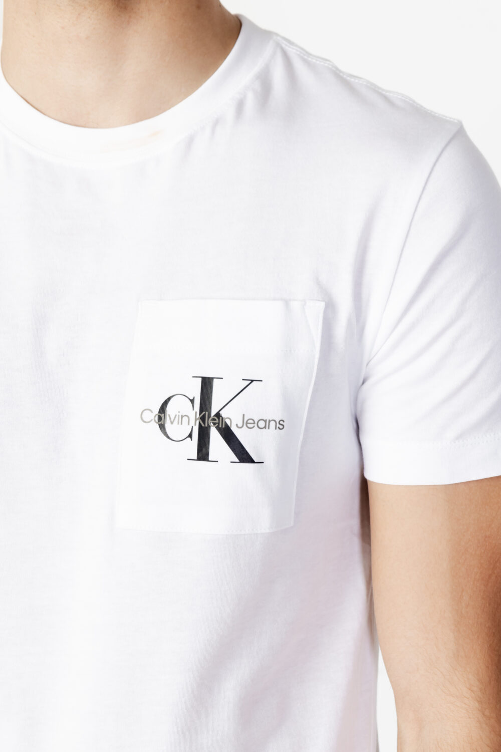 T-shirt Calvin Klein Jeans core monologo pocket slim tee Bianco - Foto 2