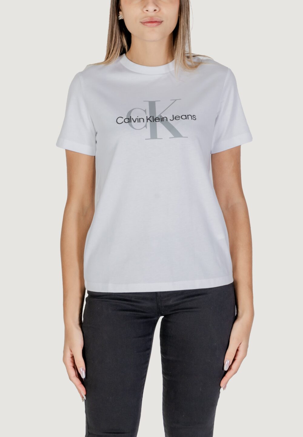 T-shirt Calvin Klein Jeans ss monologo archive Bianco - Foto 1