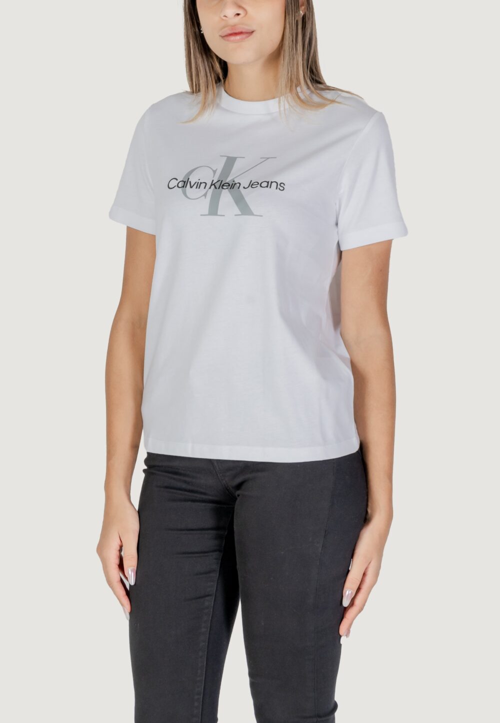 T-shirt Calvin Klein Jeans ss monologo archive Bianco - Foto 2