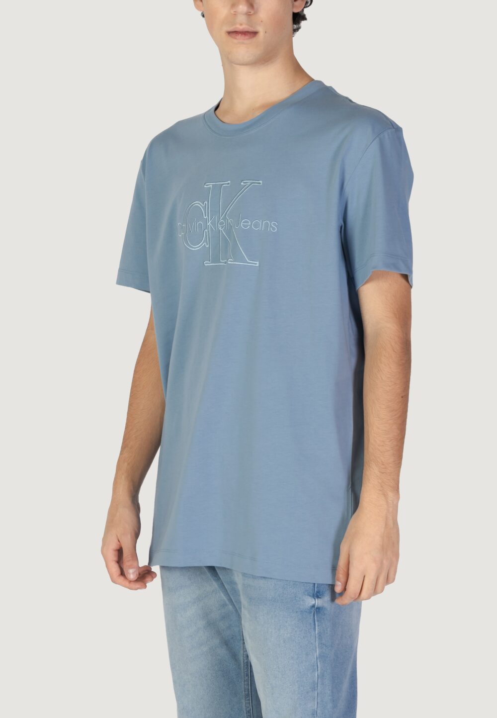 T-shirt Calvin Klein Jeans monologo applique Denim - Foto 2