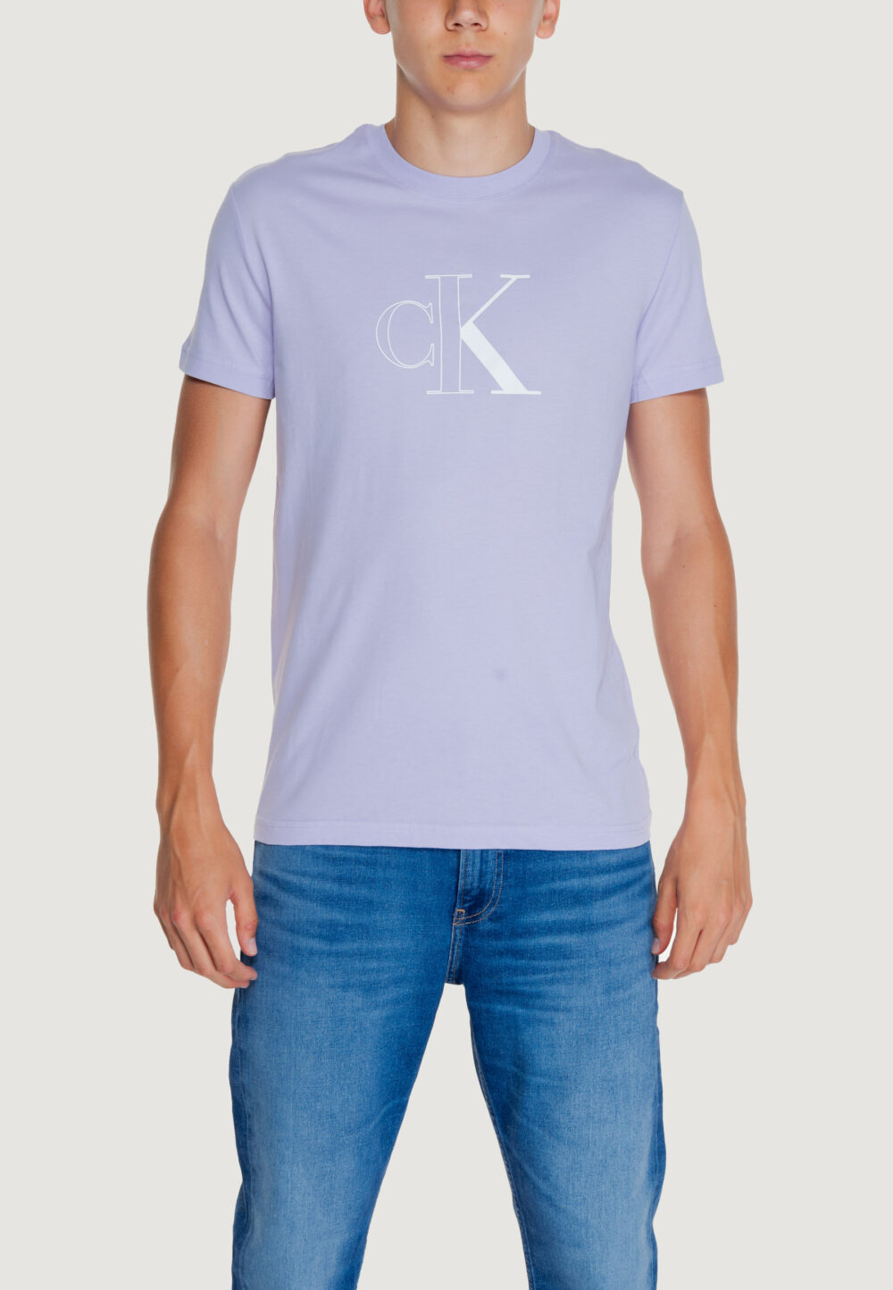 T-shirt Calvin Klein Jeans outline monologo tee Lilla - Foto 1