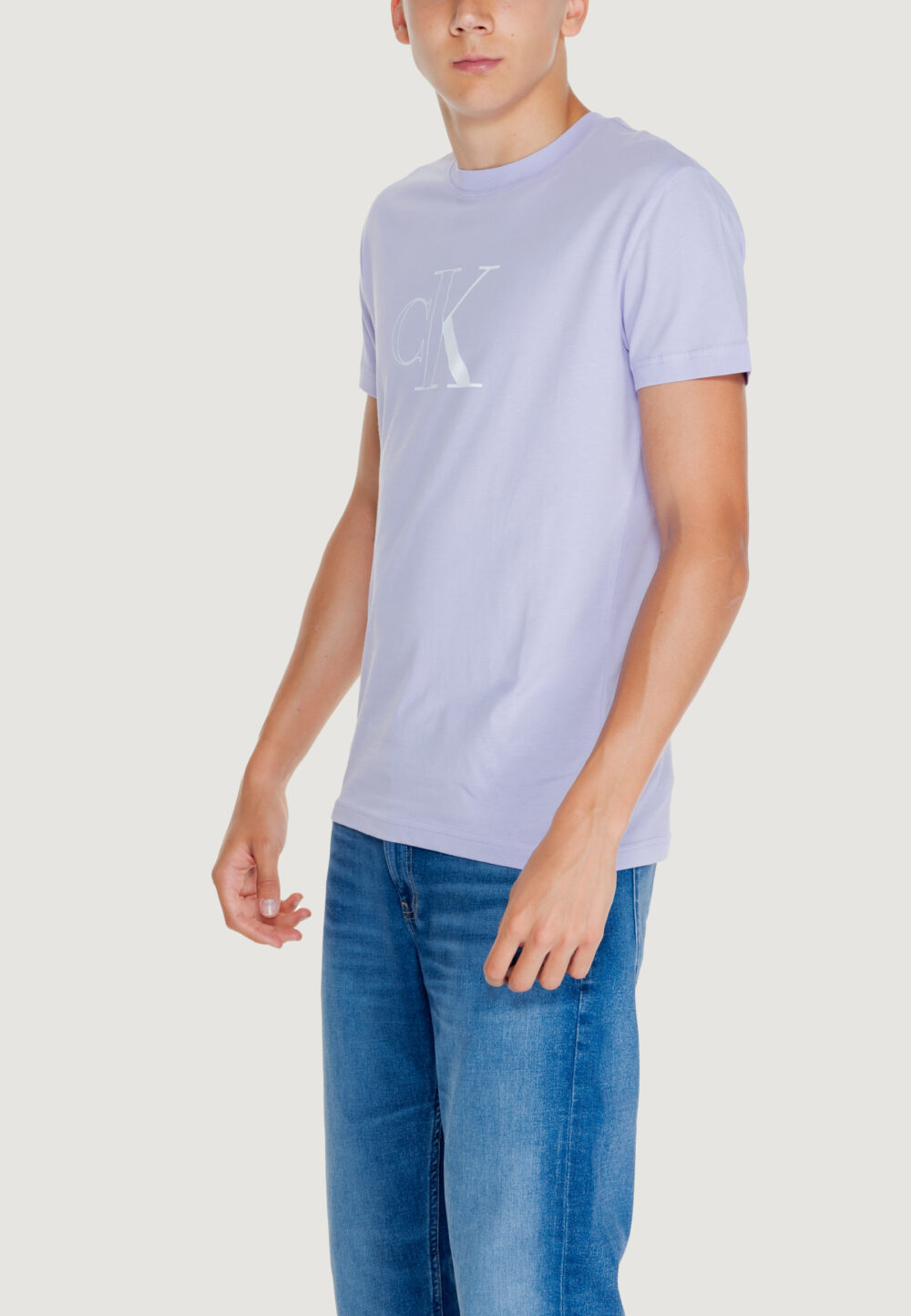 T-shirt Calvin Klein Jeans outline monologo tee Lilla - Foto 3