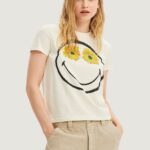 T-shirt Desigual ts margarita smiley Bianco - Foto 1