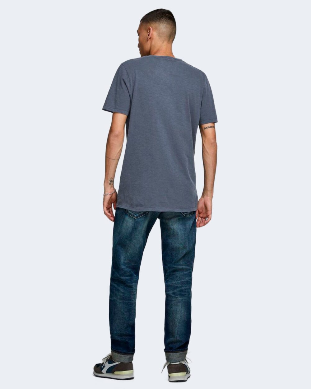 T-shirt Jack Jones esplit neck tee ss noos Blu Chiaro - Foto 2