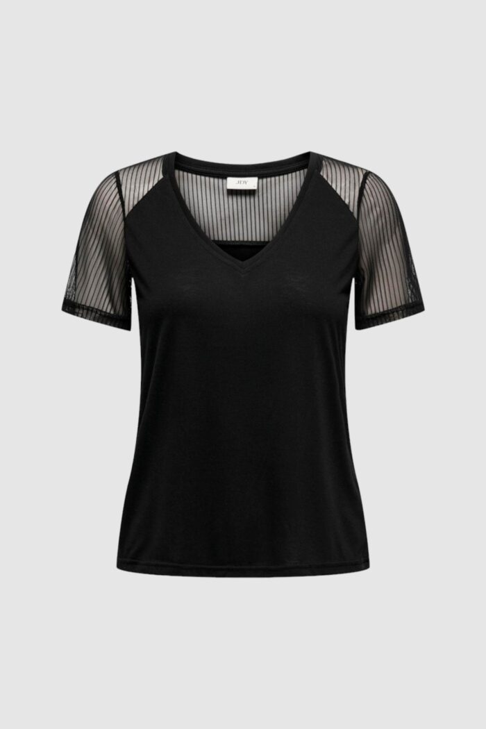 T-shirt Jacqueline de Yong jdystinne s/s stripe mesh top jrs Nero