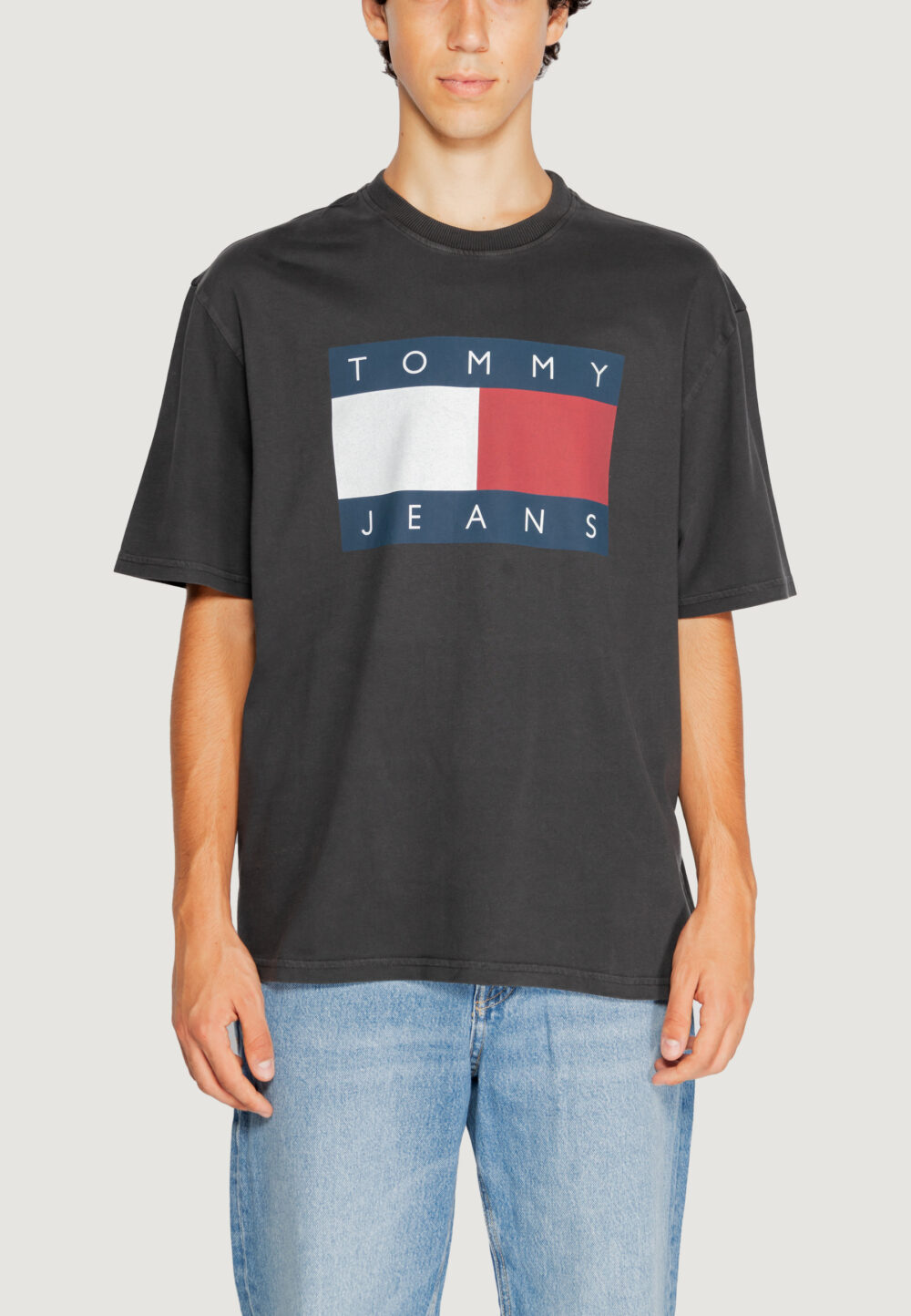 T-shirt Tommy Hilfiger Jeans tjm ovz big flag tee Nero - Foto 1