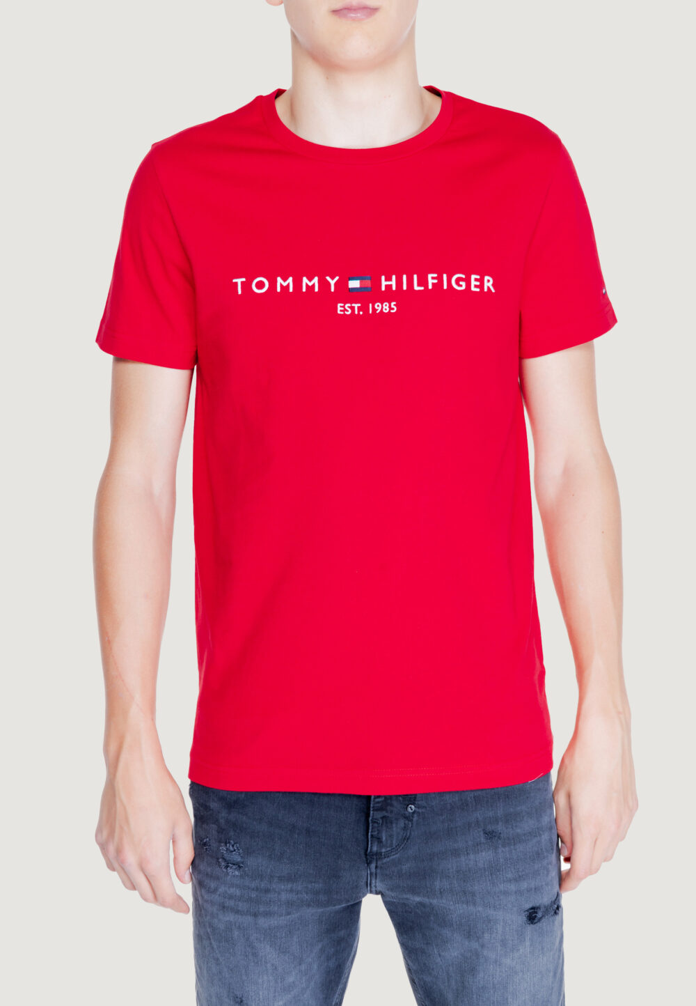 T-shirt Tommy Hilfiger tommy logo tee Rosso - Foto 1