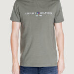 T-shirt Tommy Hilfiger tommy logo tee Verde Oliva - Foto 1