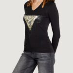 T-shirt manica lunga Guess ls vn triangle tiger tee Nero - Foto 1