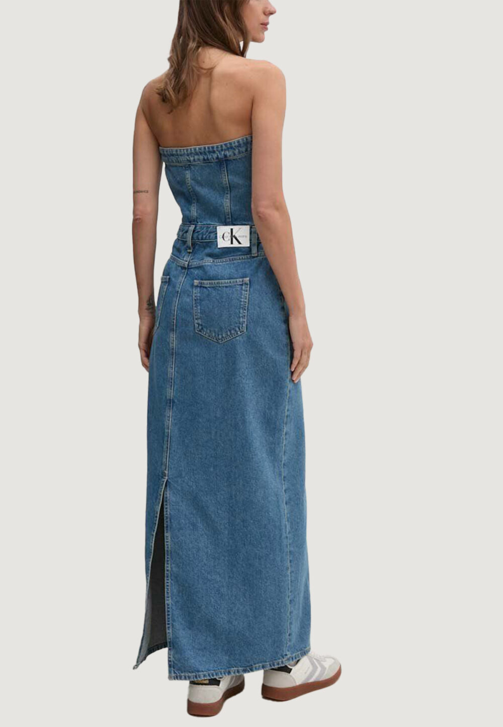 Vestito lungo Calvin Klein Jeans strapless maxi Denim - Foto 3