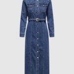 Vestito lungo Only onlmyth life belt dnm maxi dress pim857 Blue Denim - Foto 1