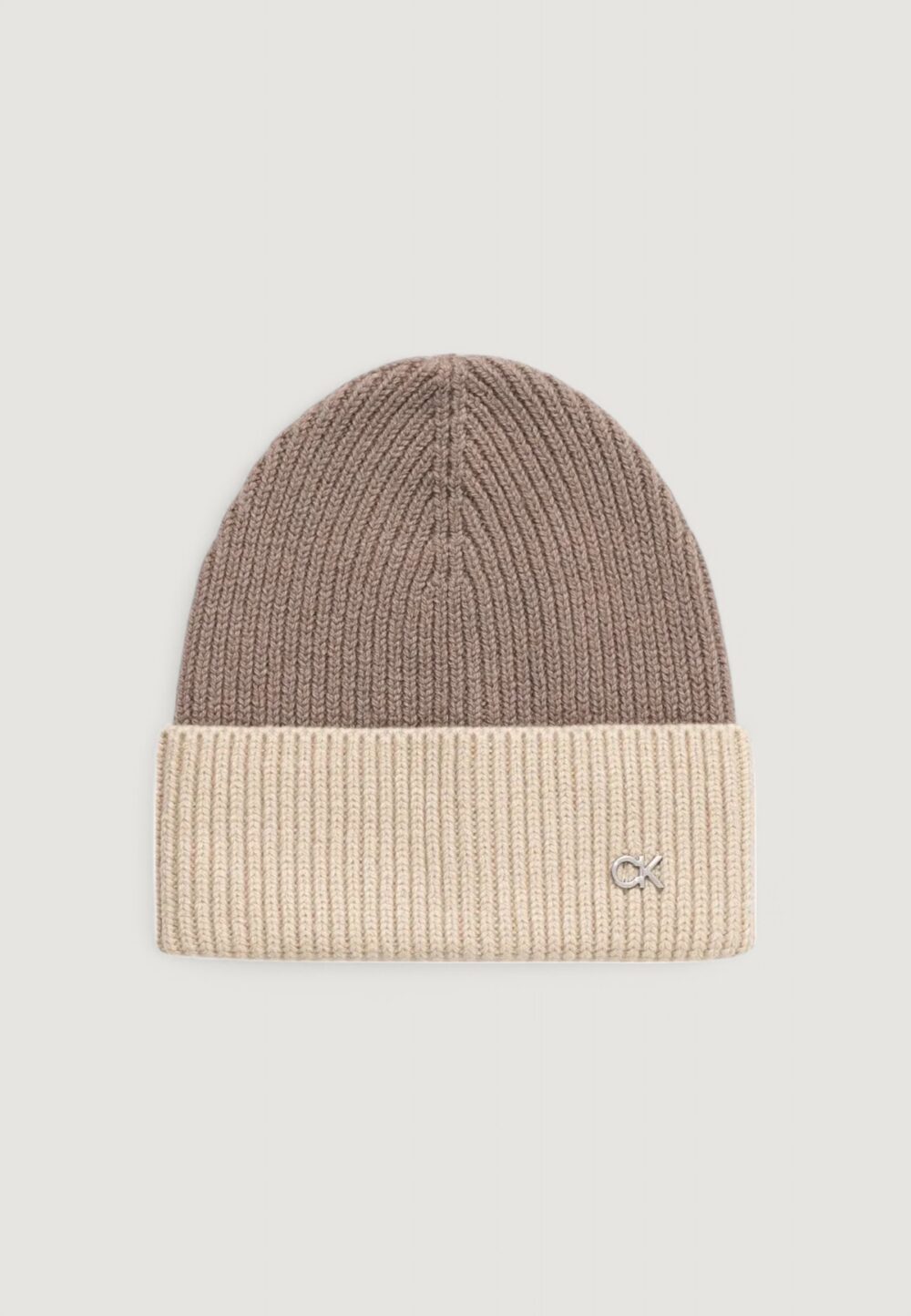 Berretto Calvin Klein ck metal two-tone chunky beanie Beige - Foto 1