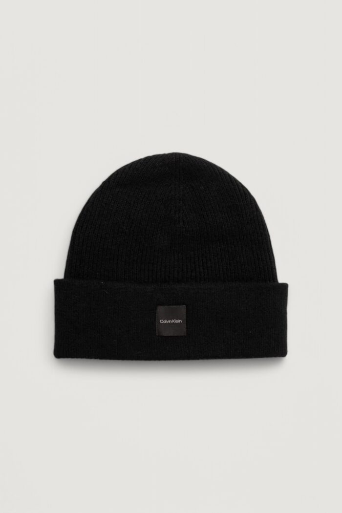 Berretto Calvin Klein cashmere chunky open rib beanie Nero