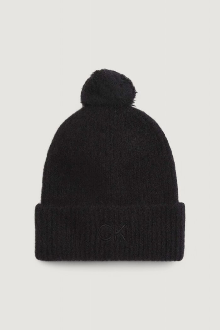 Berretto Calvin Klein ck embroidery airy pompom beanie Nero