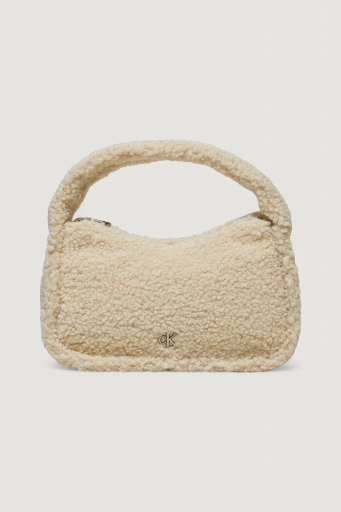 Borsa Calvin Klein Jeans sherpa mini zip Panna