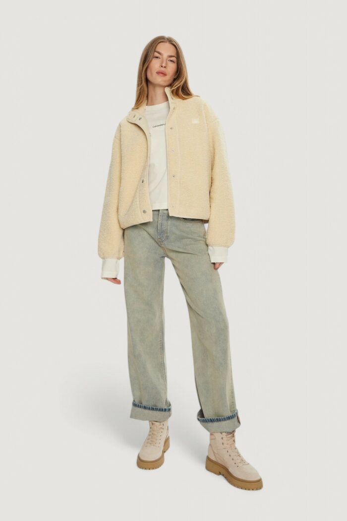 Cappotto Calvin Klein Jeans sherpa overshirt Panna