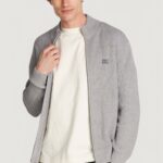 Cardigan Calvin Klein Jeans woven label zip thro Grigio - Foto 1