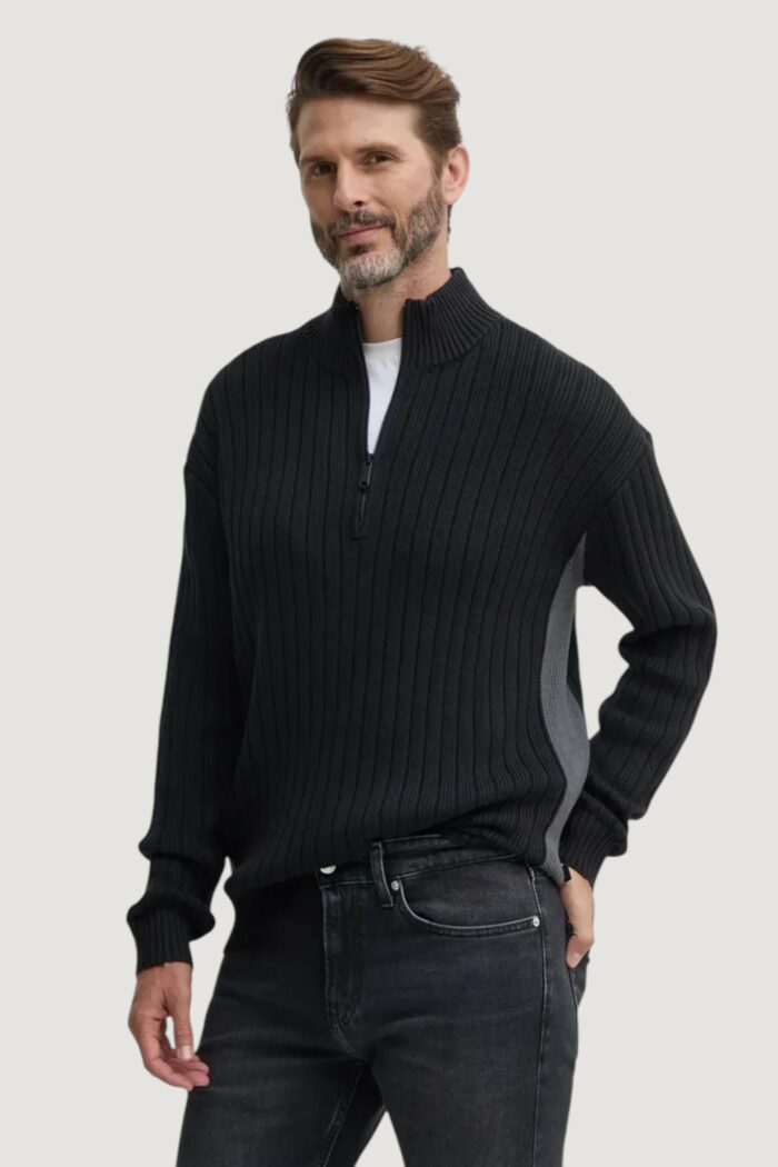 Cardigan Calvin Klein Jeans linear half zip swea Nero