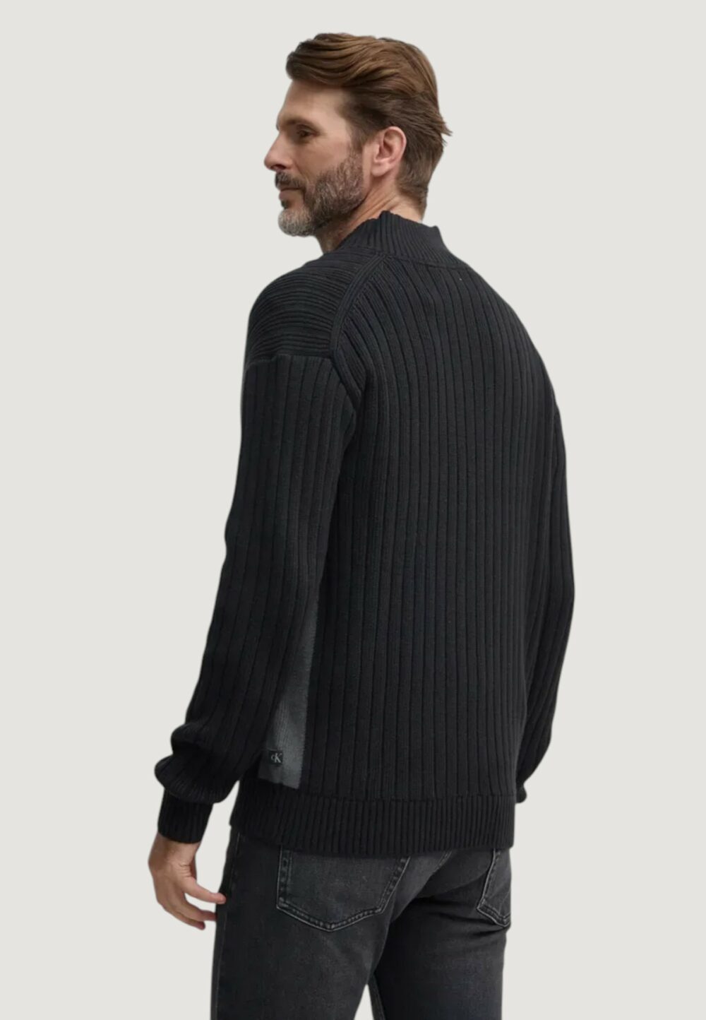 Cardigan Calvin Klein Jeans linear half zip swea Nero - Foto 3