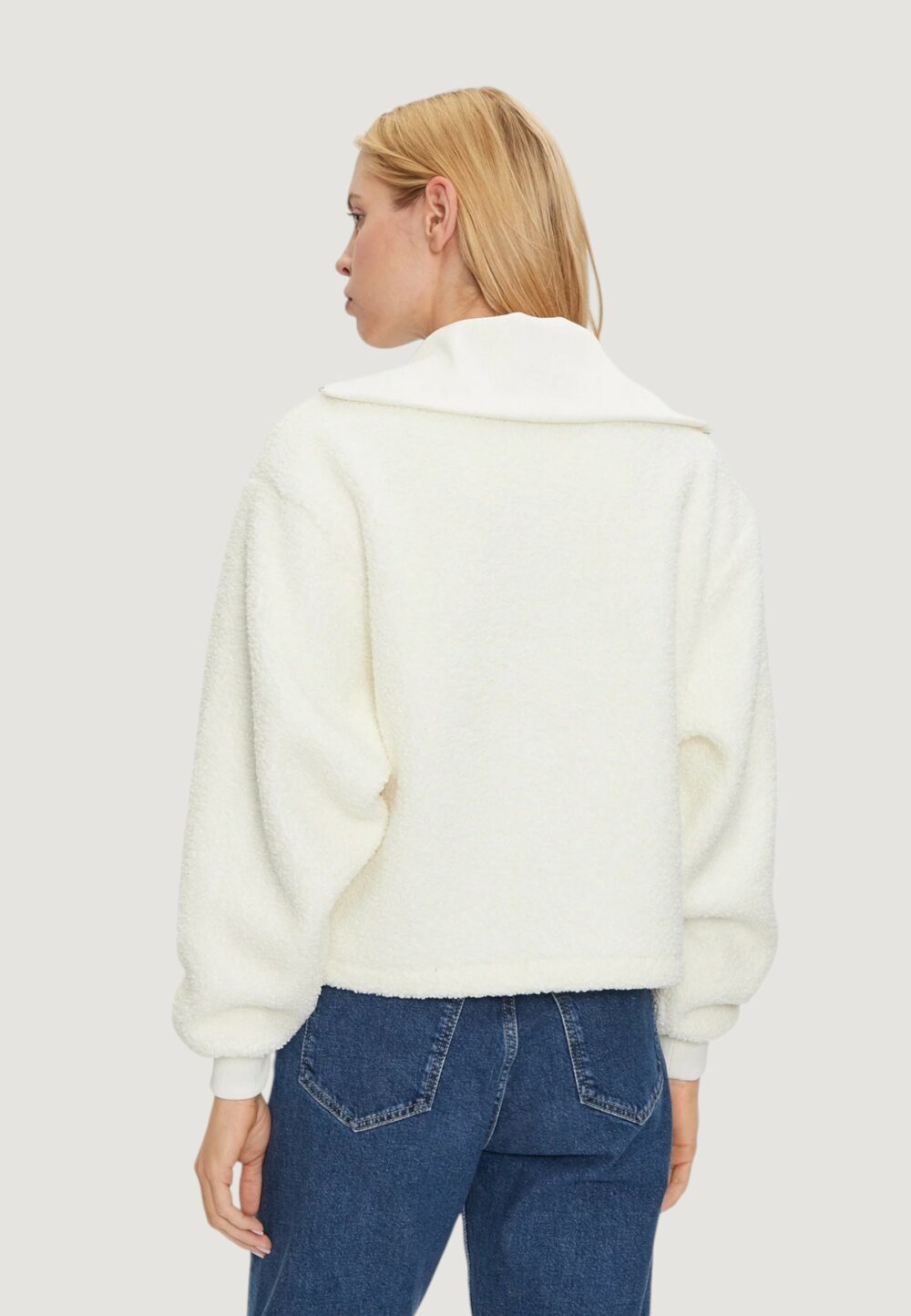 Felpa senza cappuccio Calvin Klein Jeans sherpa half zip swea Panna - Foto 2