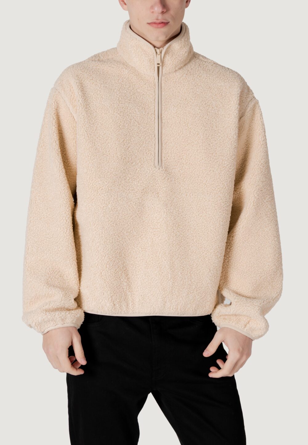 Giacchetto Calvin Klein Jeans half zip sherpa Panna - Foto 1