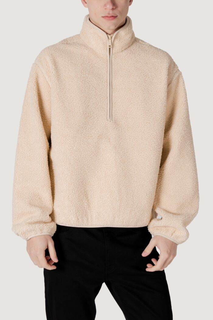 Giacchetto Calvin Klein Jeans half zip sherpa Panna