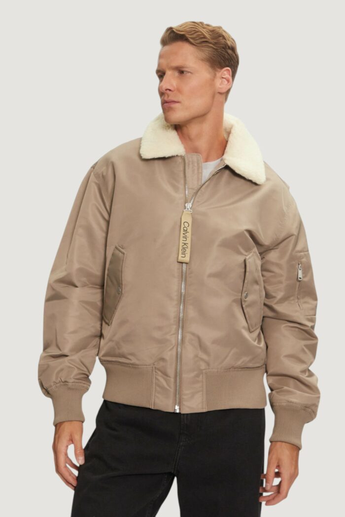 Giubbotto Calvin Klein Jeans aviator sherpa jacke Beige