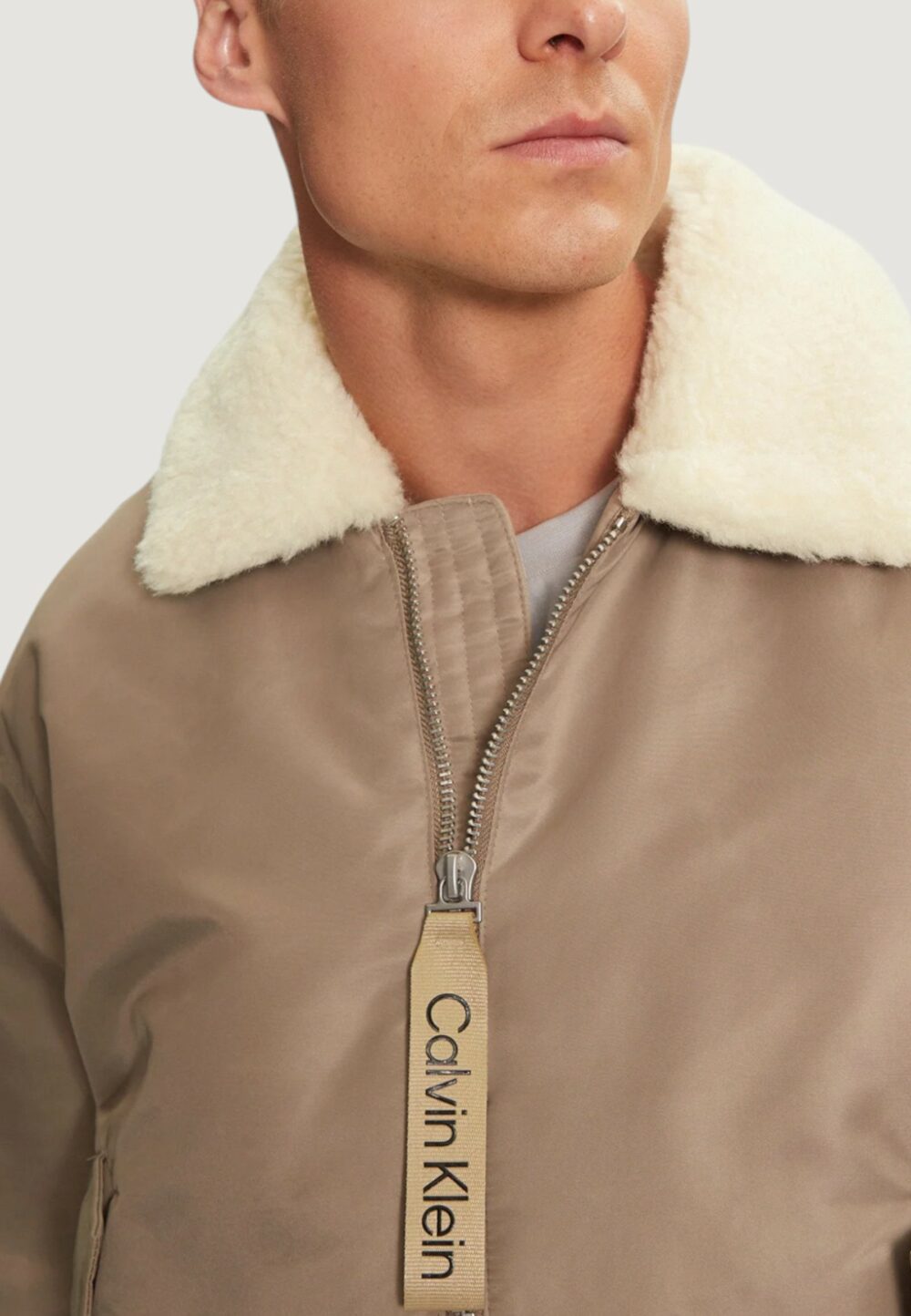 Giubbotto Calvin Klein Jeans aviator sherpa jacke Beige - Foto 3