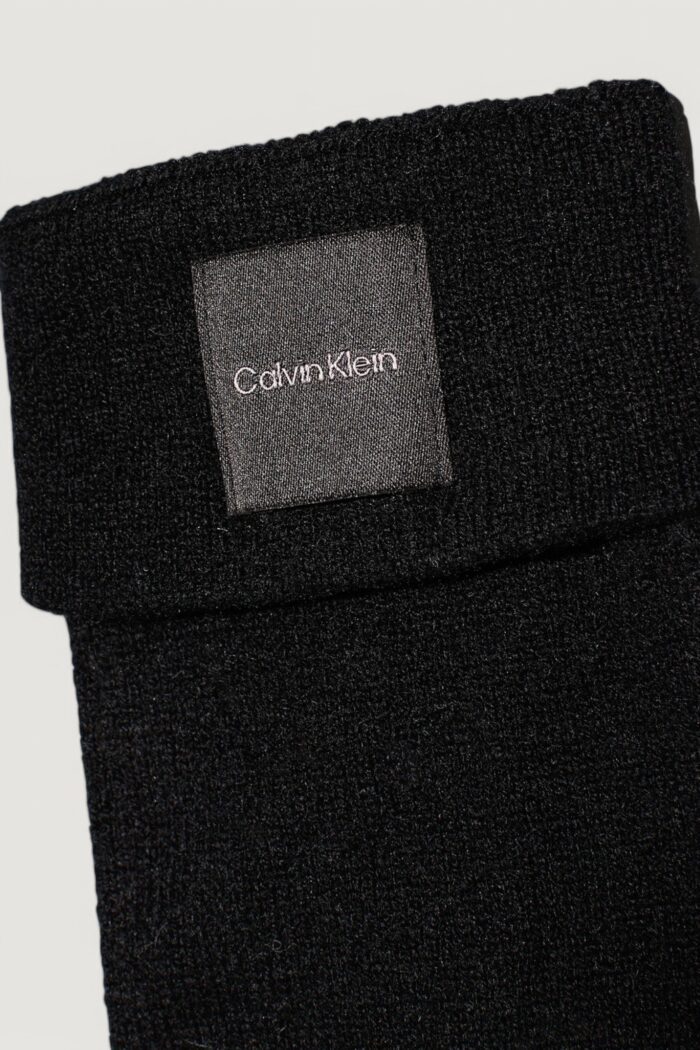 Guanti Calvin Klein cashmere chunky open rib Nero