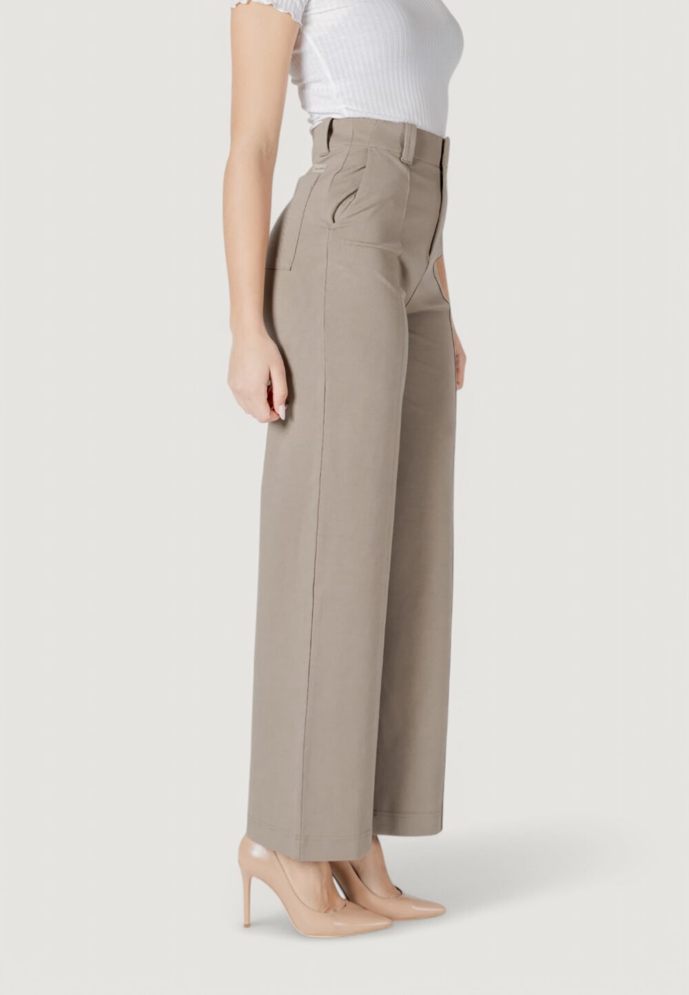 Pantaloni a palazzo Calvin Klein Jeans loose milano pant Beige - Foto 3