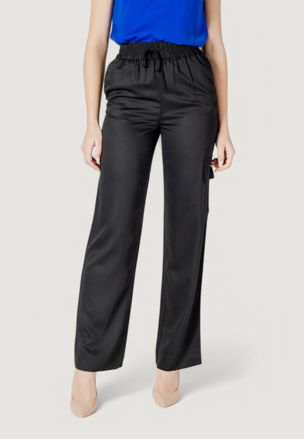 Pantaloni a palazzo Calvin Klein Jeans viscose satin utilit Nero - Foto 2