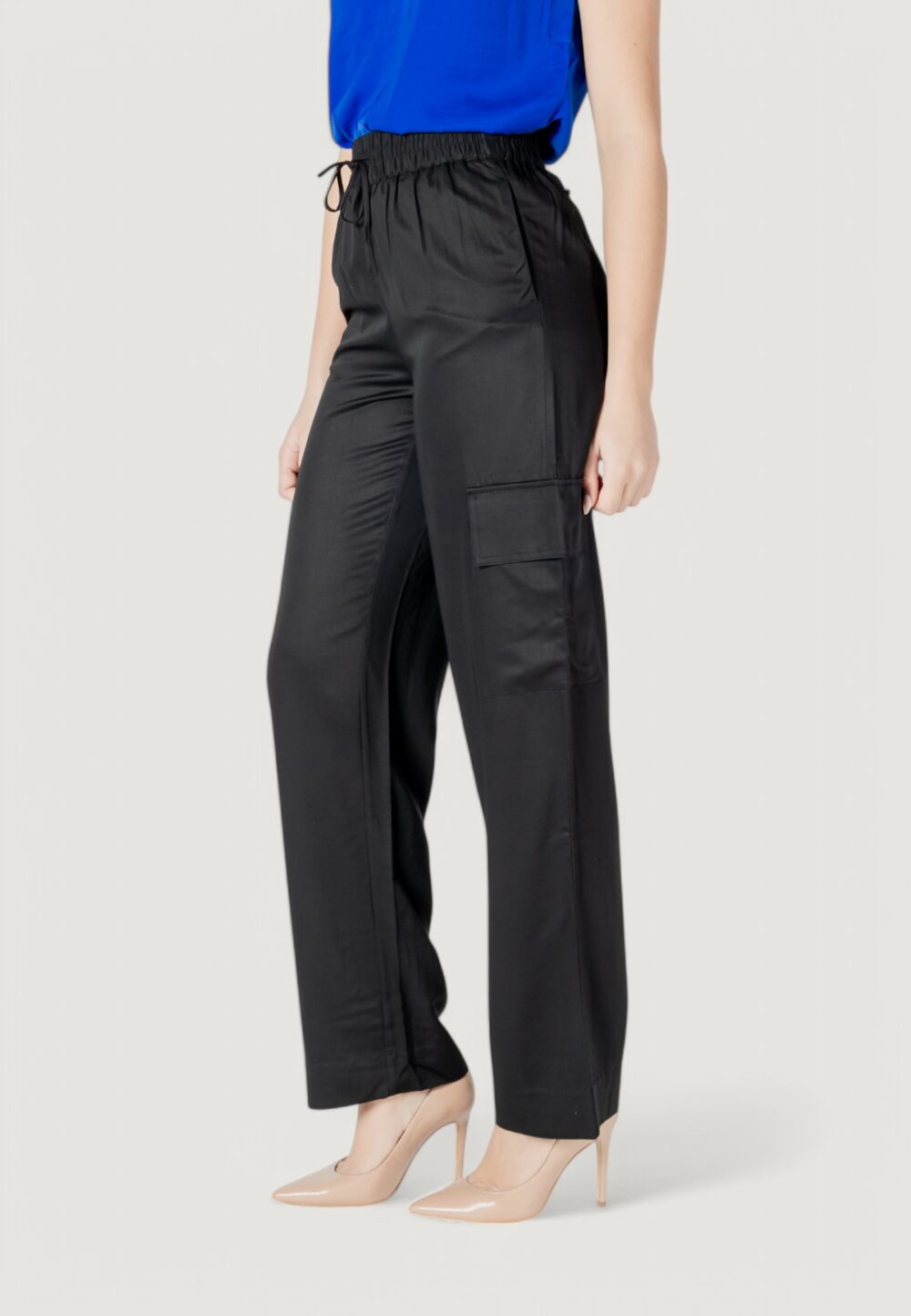 Pantaloni a palazzo Calvin Klein Jeans viscose satin utilit Nero - Foto 3