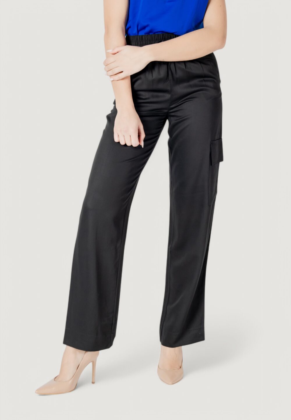 Pantaloni a palazzo Calvin Klein Jeans viscose satin utilit Nero - Foto 1