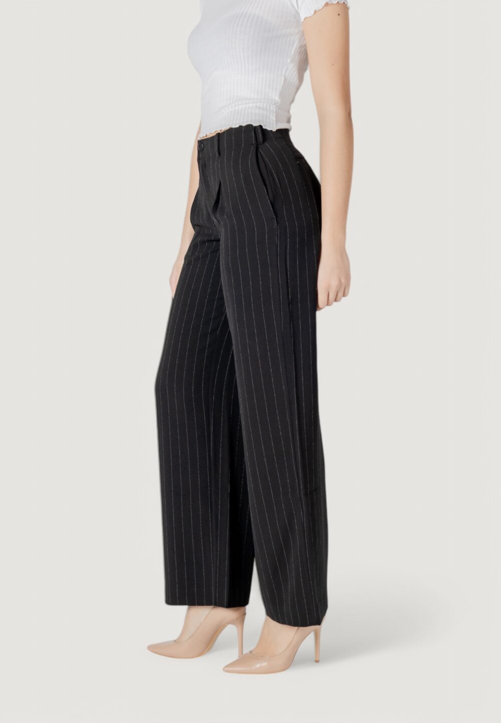 Pantaloni regular Calvin Klein Jeans soft crepe pinstripe Nero - Foto 2