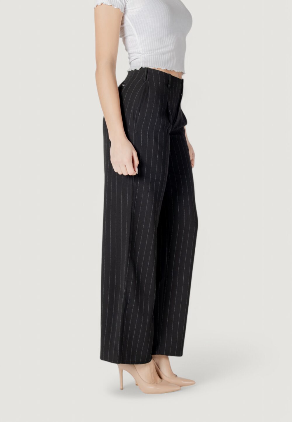 Pantaloni regular Calvin Klein Jeans soft crepe pinstripe Nero - Foto 3