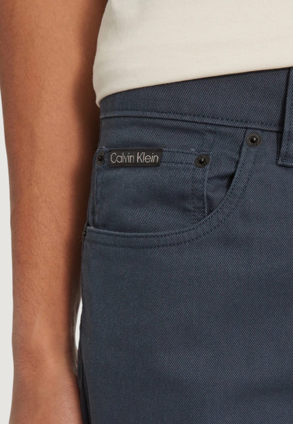 Pantaloni Calvin Klein Jeans straight cotton twil Blue scuro - Foto 2