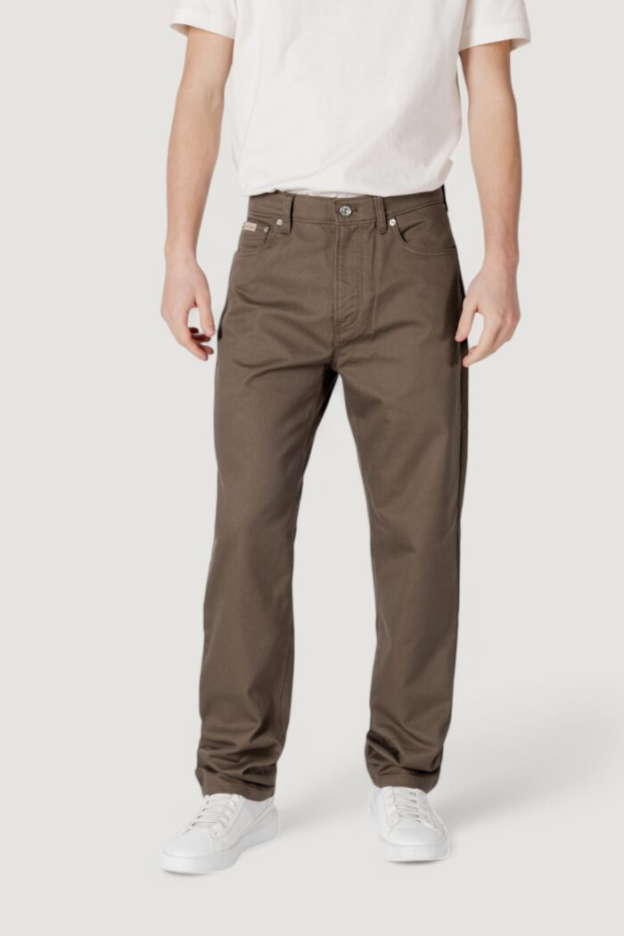 Pantaloni Calvin Klein Jeans straight cotton twil Verde Oliva