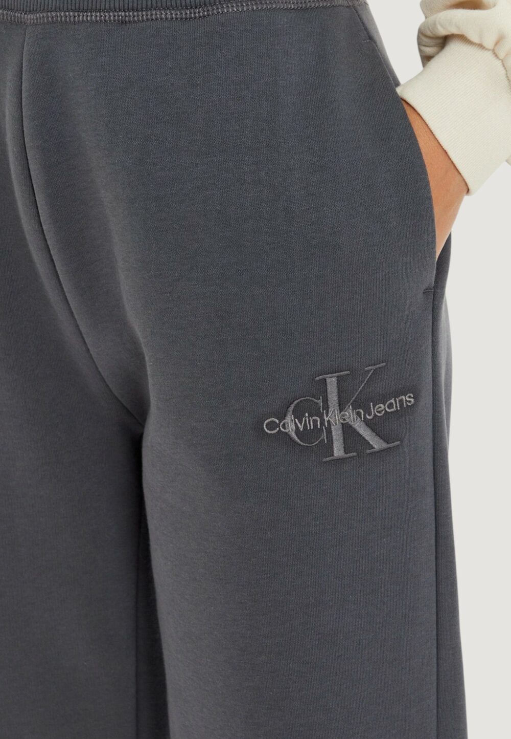 Pantaloni sportivi Calvin Klein Jeans monologo cuffed jog Grigio Scuro - Foto 3