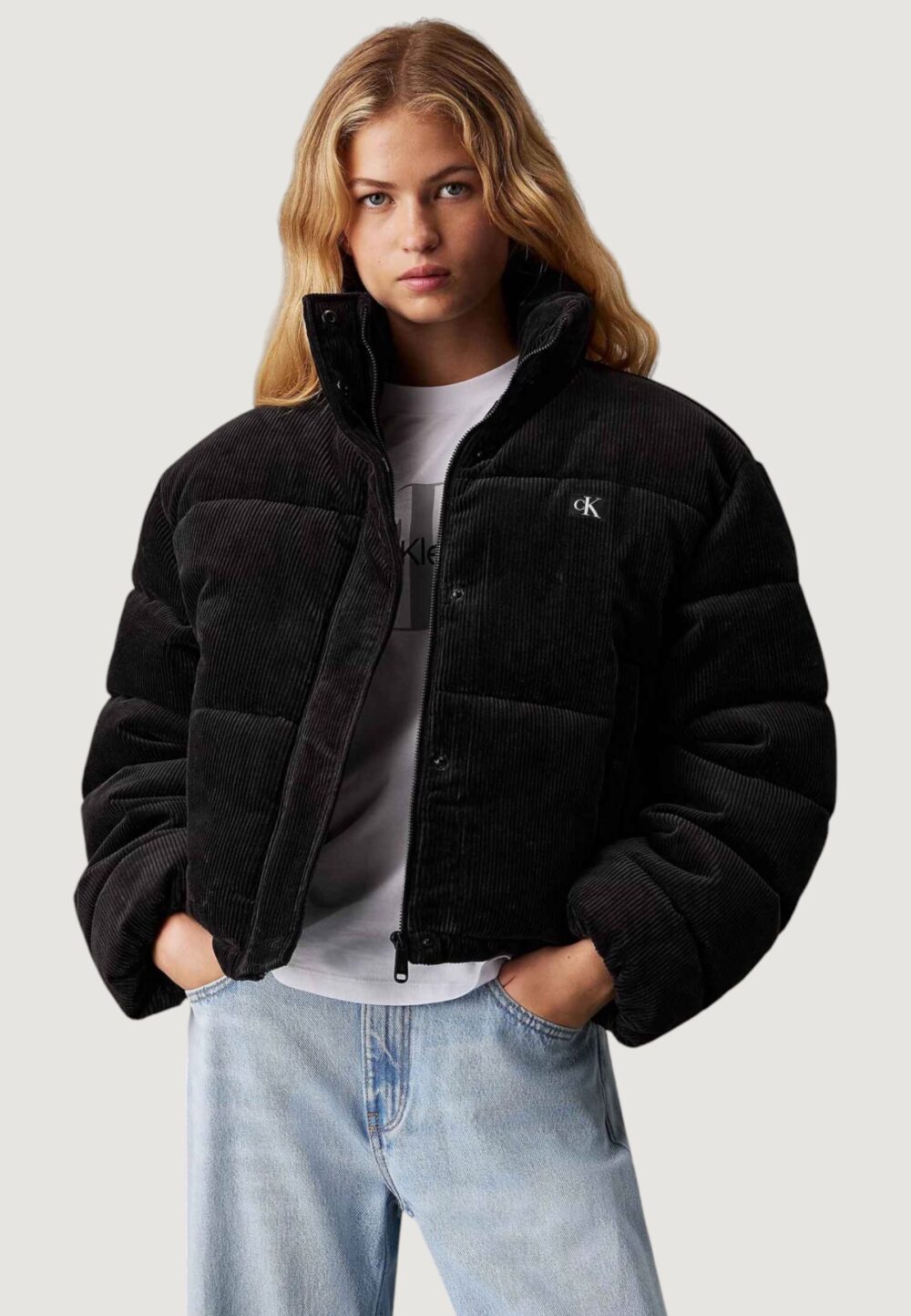 Piumino Calvin Klein Jeans corduroy puffer Nero - Foto 1