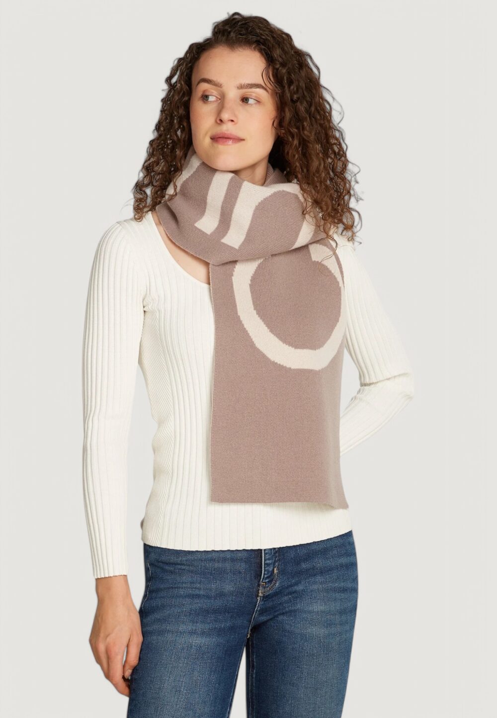 Sciarpa Calvin Klein two-tone knit mix hw Beige - Foto 2