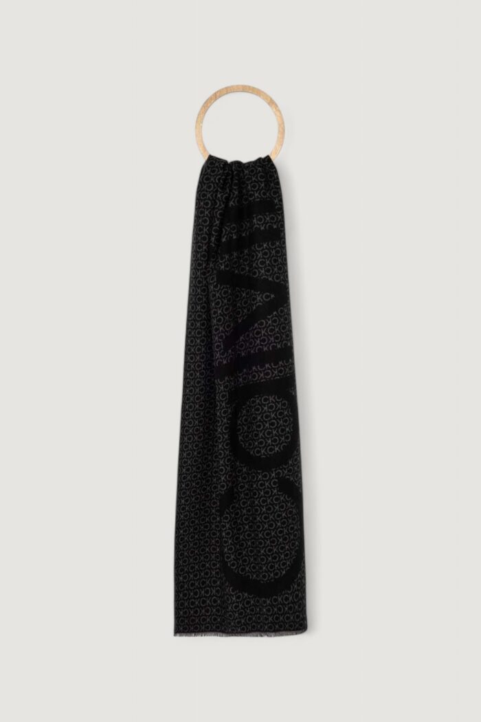 Sciarpa Calvin Klein fringes two-tone mono mw scarf Nero – Grigio