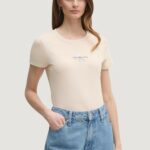 T-shirt Calvin Klein Jeans gradient monologo Beige chiaro - Foto 1