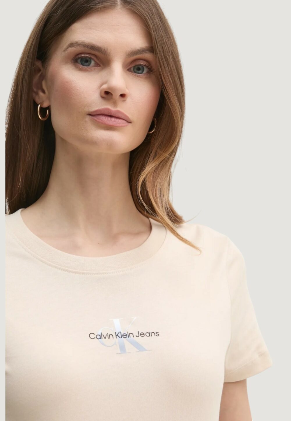 T-shirt Calvin Klein Jeans gradient monologo Beige chiaro - Foto 4