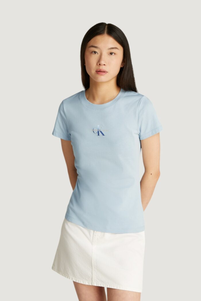 T-shirt Calvin Klein Jeans gradient monologo Celeste